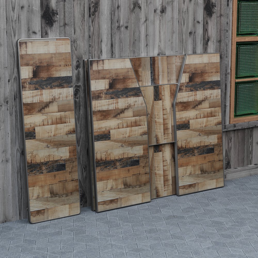 Amara 4' Rustic Natural Wood Plank Laminate Foldable Bar - Portable Event Bar. Picture 7