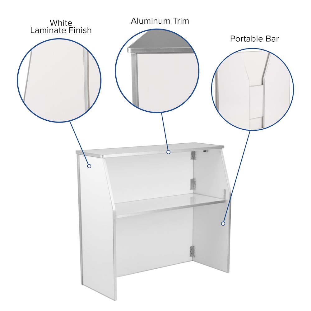 4' White Laminate Foldable Bar - Portable Event Bar. Picture 5