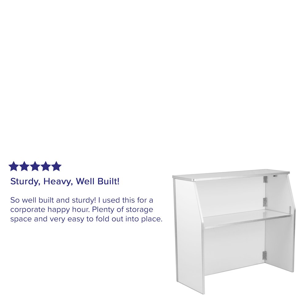 4' White Laminate Foldable Bar - Portable Event Bar. Picture 4