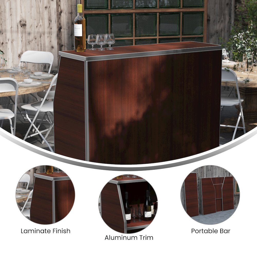 Amara 4' Walnut Woodgrain Laminate Foldable Bar - Portable Event Bar. Picture 4