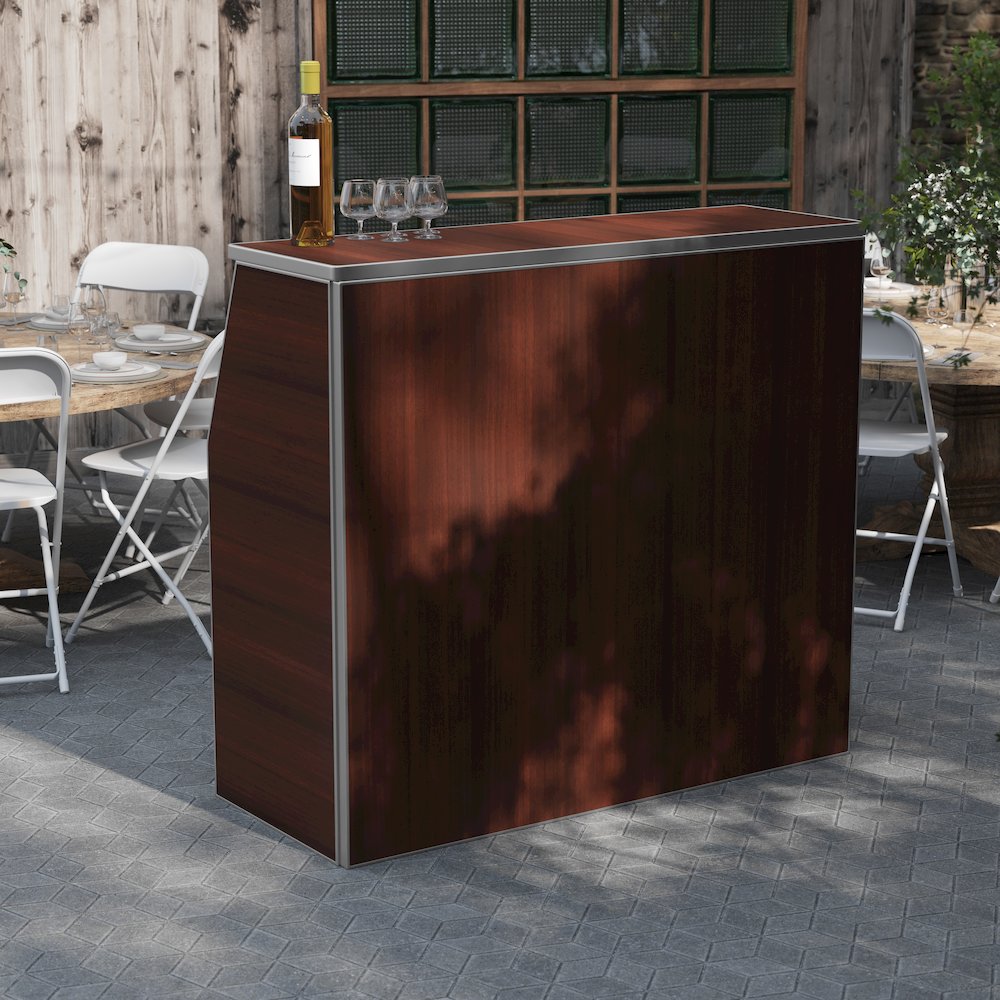 Amara 4' Walnut Woodgrain Laminate Foldable Bar - Portable Event Bar. Picture 3
