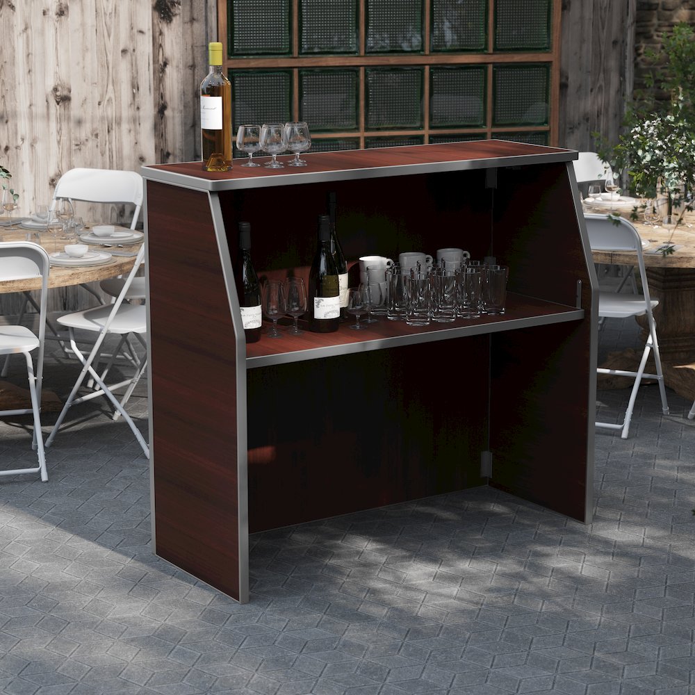Amara 4' Walnut Woodgrain Laminate Foldable Bar - Portable Event Bar. Picture 6