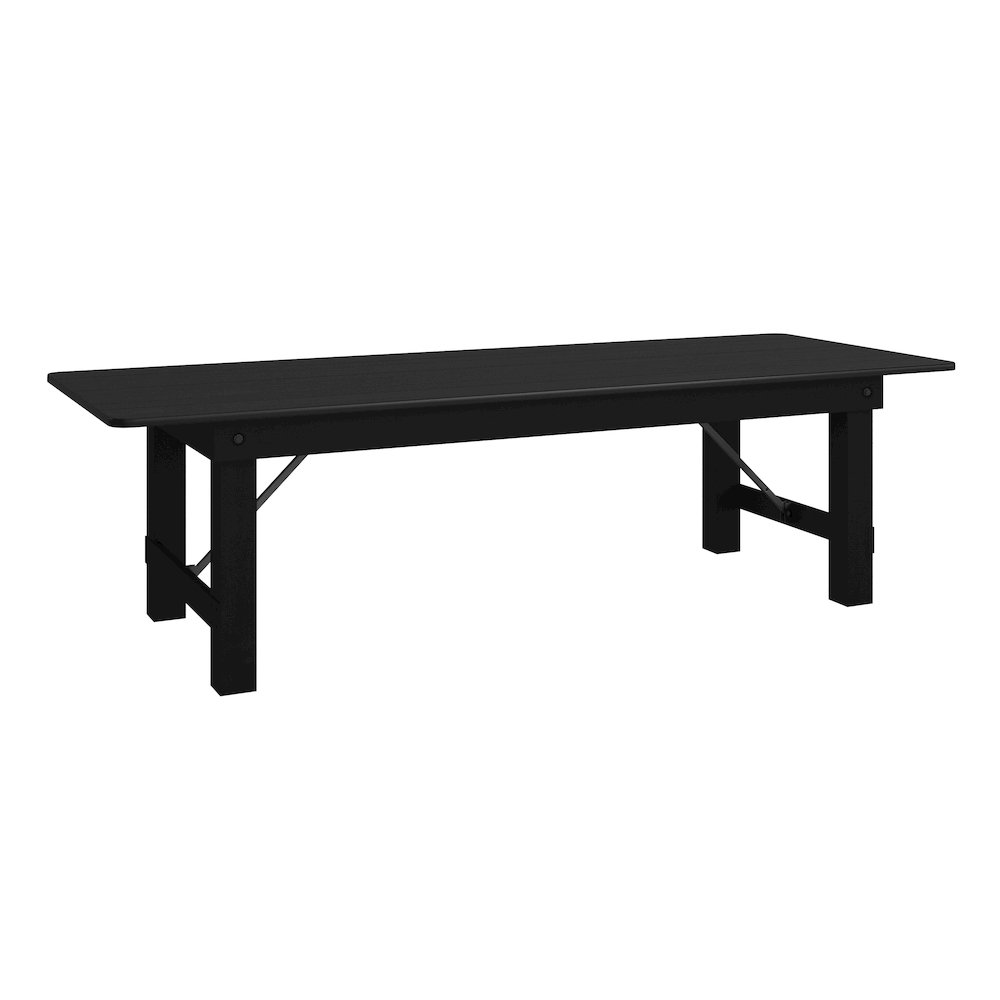 9'x 40" Rectangular Black Wash Farmhouse Folding Table,Antique Rustic Solid Pine. Picture 1
