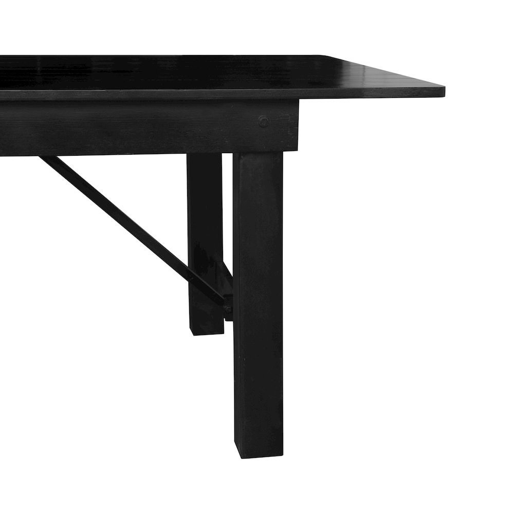 9'x 40" Rectangular Black Wash Farmhouse Folding Table,Antique Rustic Solid Pine. Picture 12