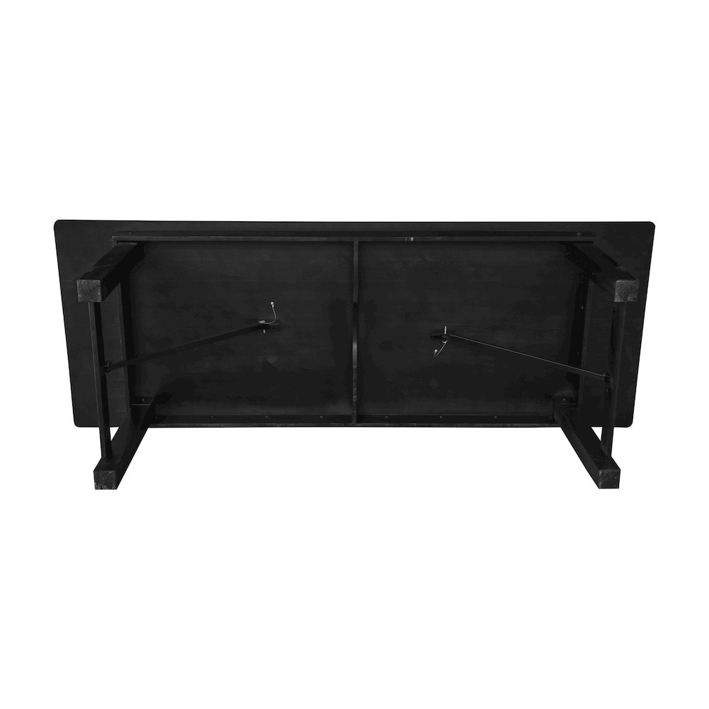 9'x 40" Rectangular Black Wash Farmhouse Folding Table,Antique Rustic Solid Pine. Picture 16