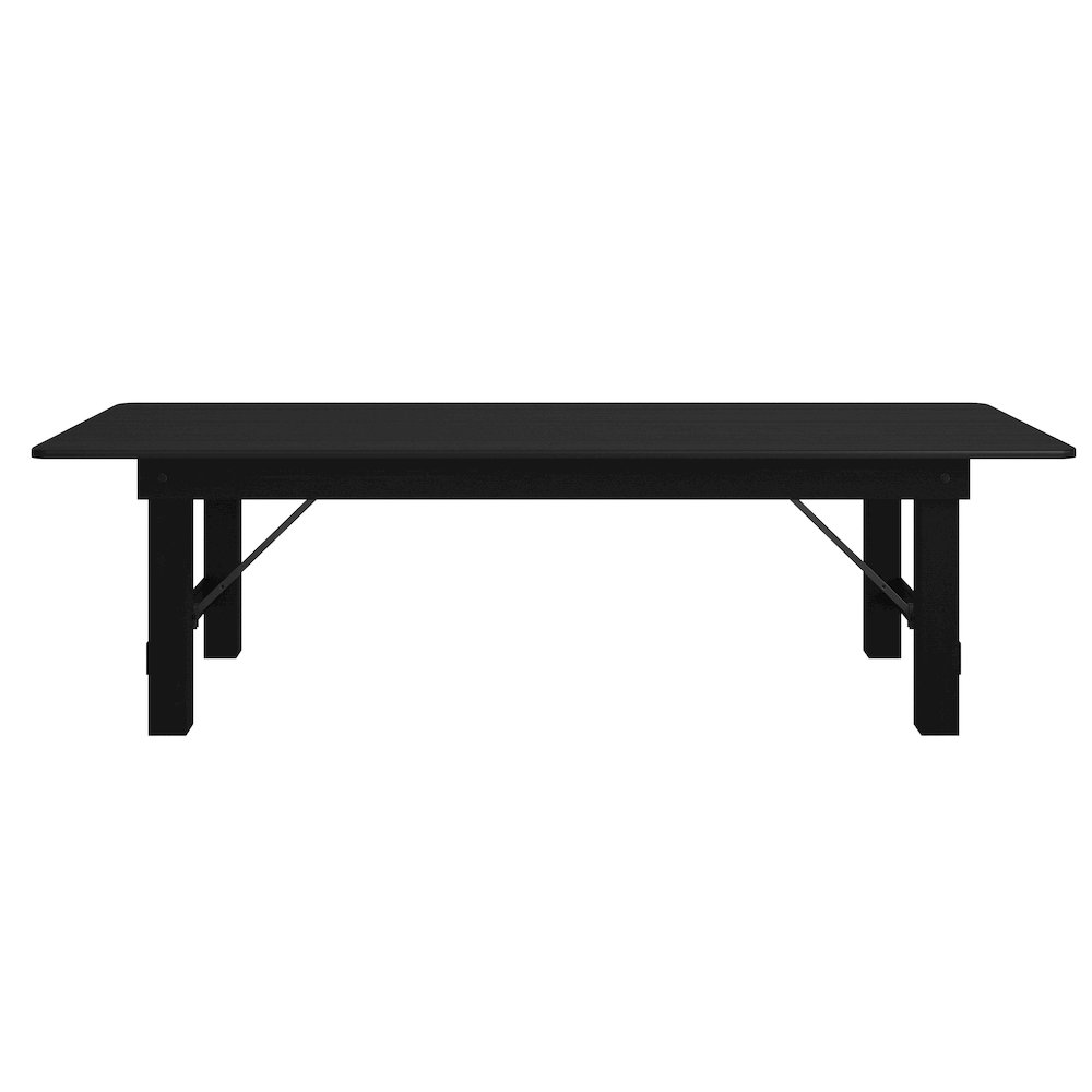 9'x 40" Rectangular Black Wash Farmhouse Folding Table,Antique Rustic Solid Pine. Picture 14