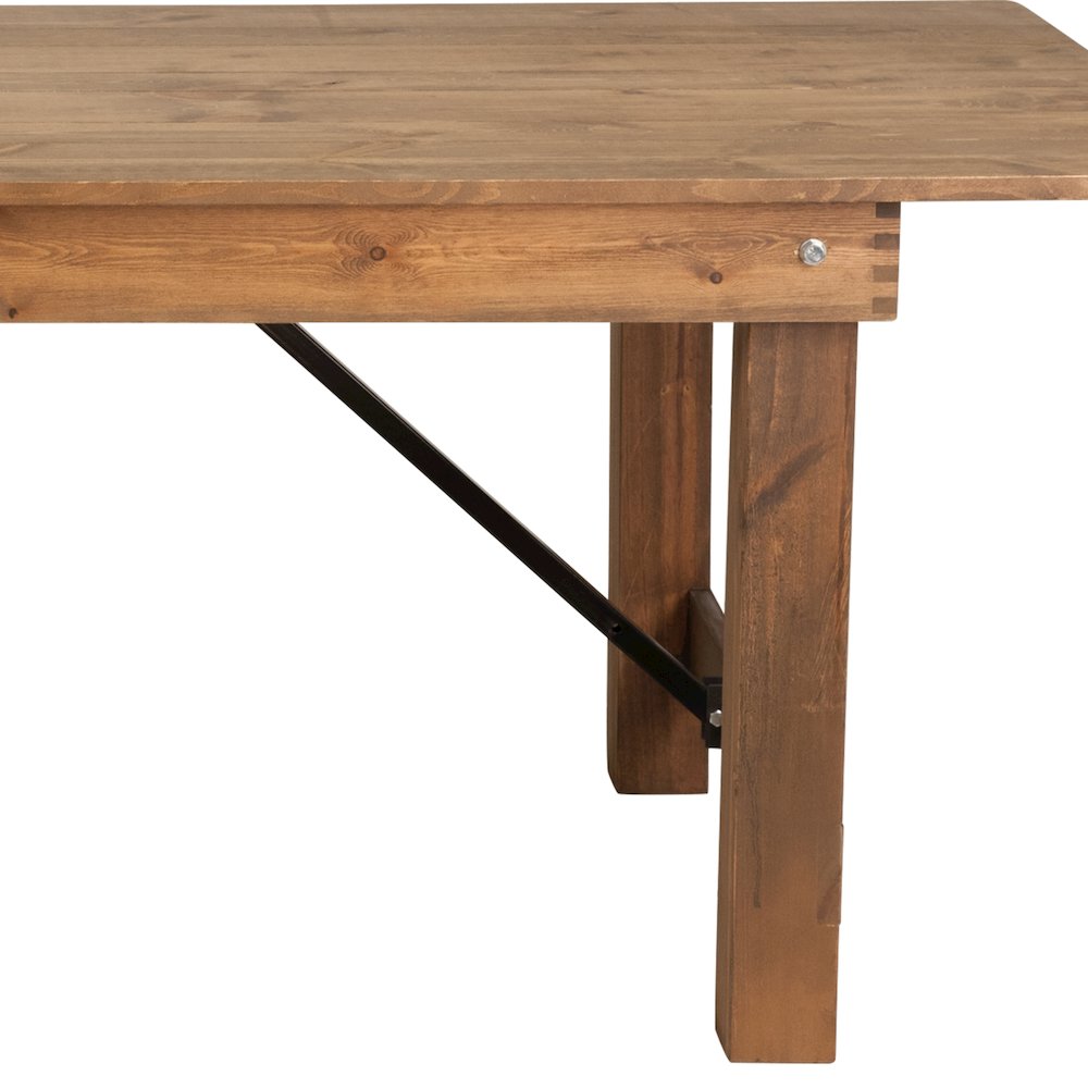 9' x 40" Rectangular Antique Rustic Solid Pine Folding Farm Table. Picture 10
