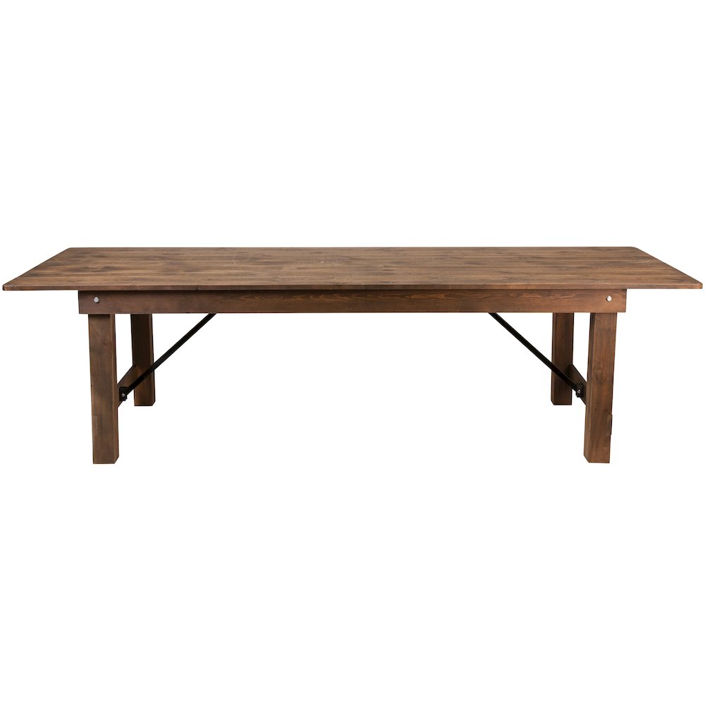 9' x 40" Rectangular Antique Rustic Solid Pine Folding Farm Table. Picture 11