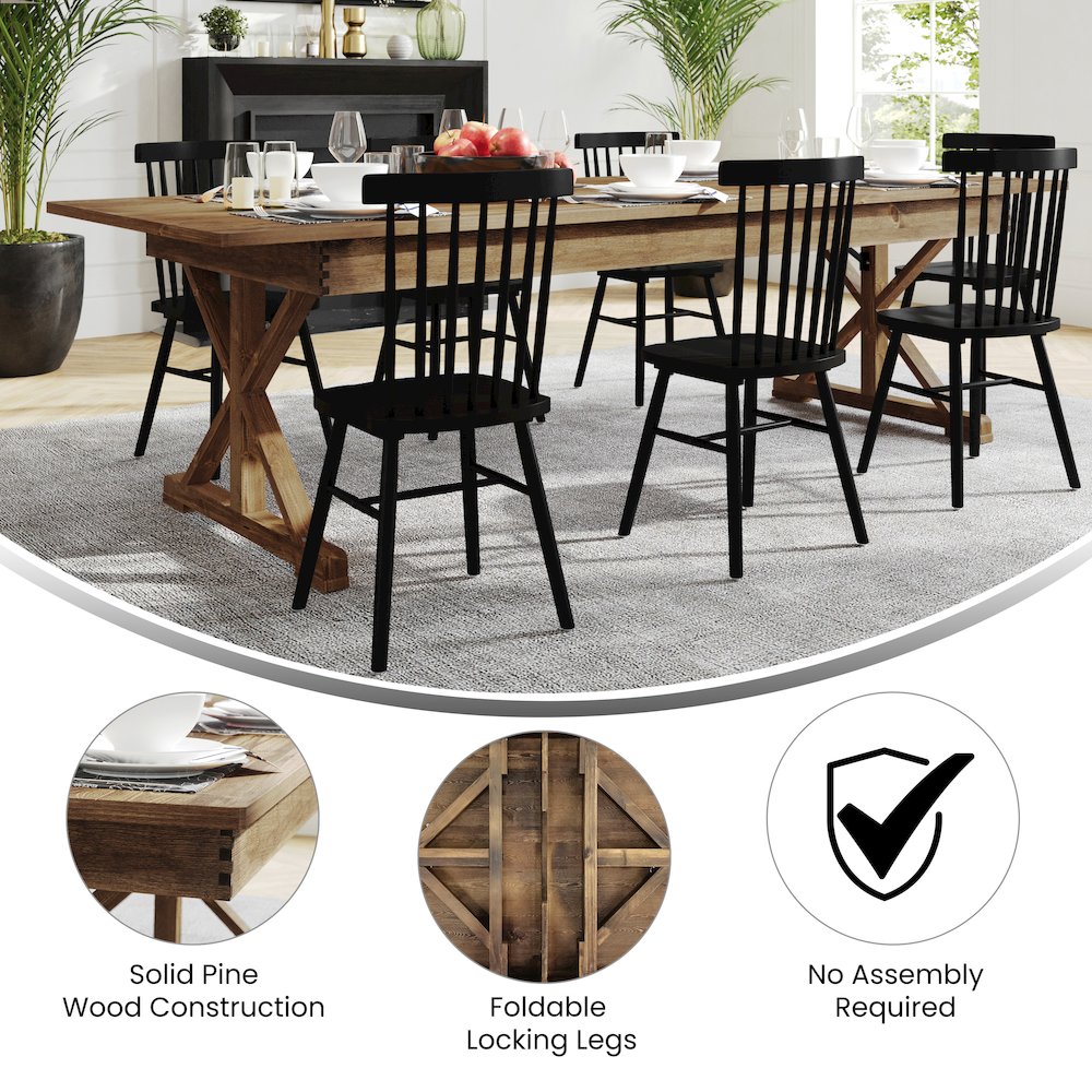 9' x 40" Farm Style Dining Table with X-Legs for Commercial and Residential Use. Picture 4