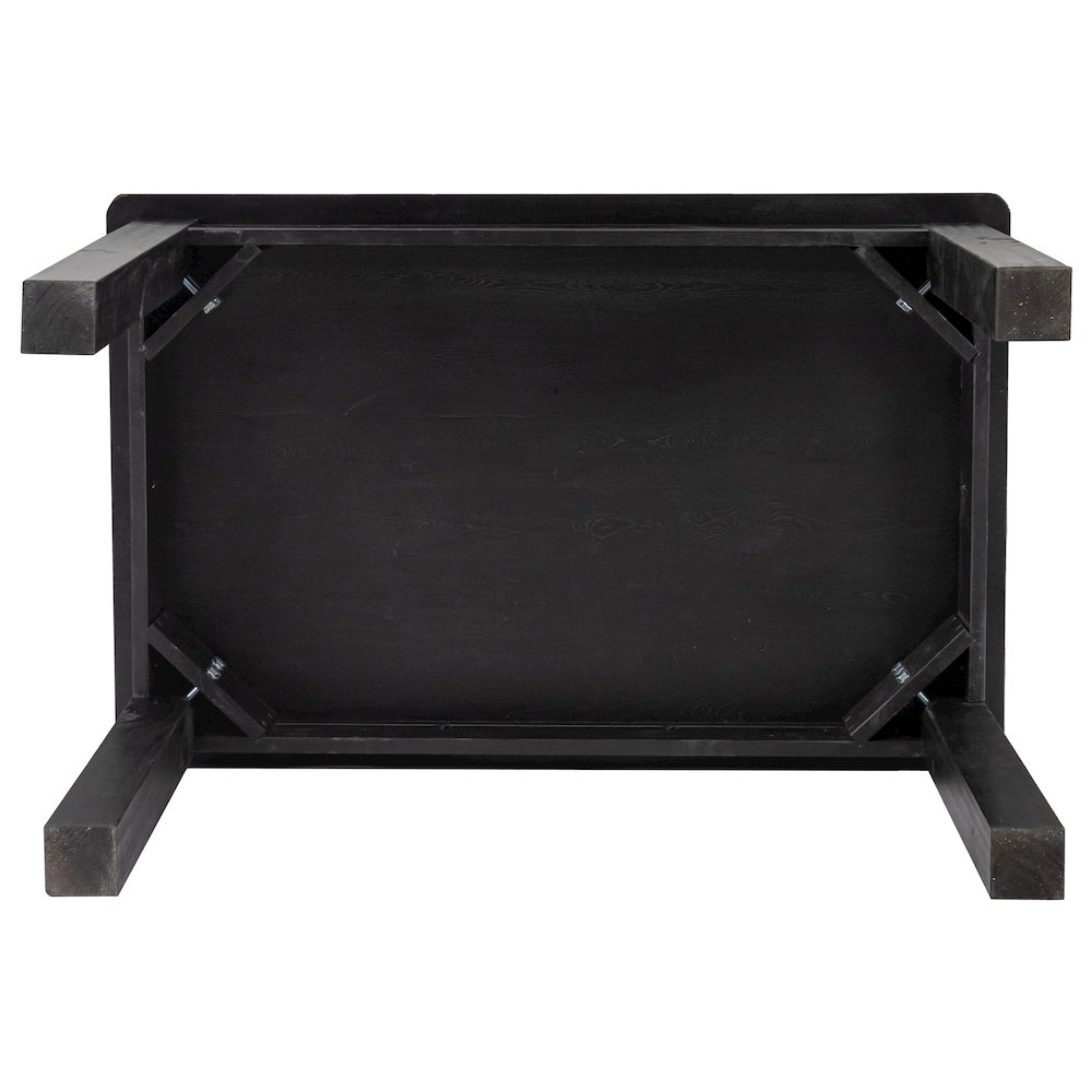 HERCULES 46" x 30" Rectangular Black Wash Solid Pine Farm Dining Table. Picture 11