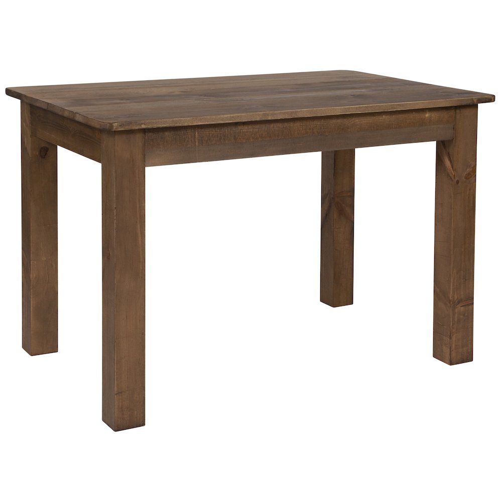 46" x 30" Rectangular Antique Rustic Solid Pine Farm Dining Table. Picture 1