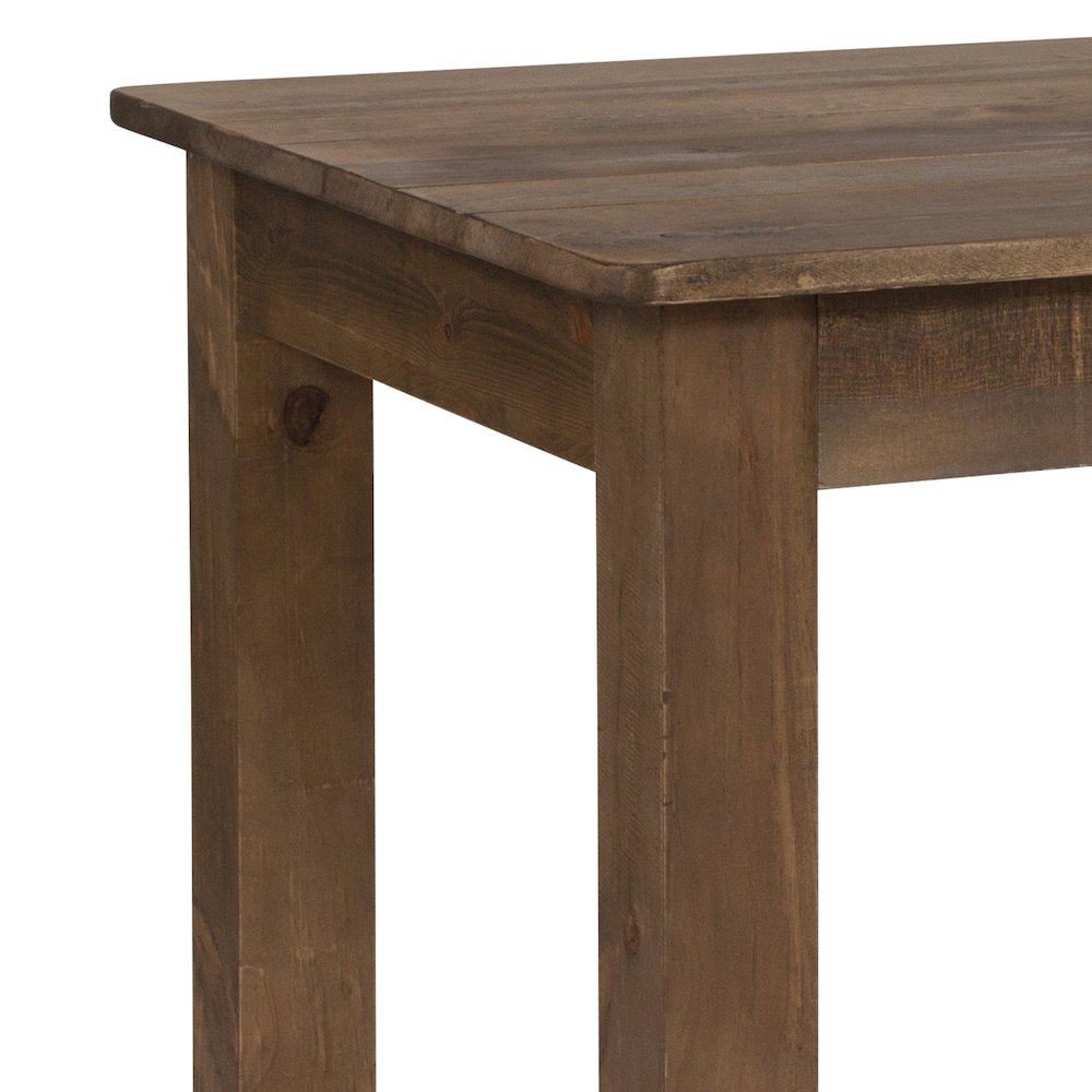 46" x 30" Rectangular Antique Rustic Solid Pine Farm Dining Table. Picture 11