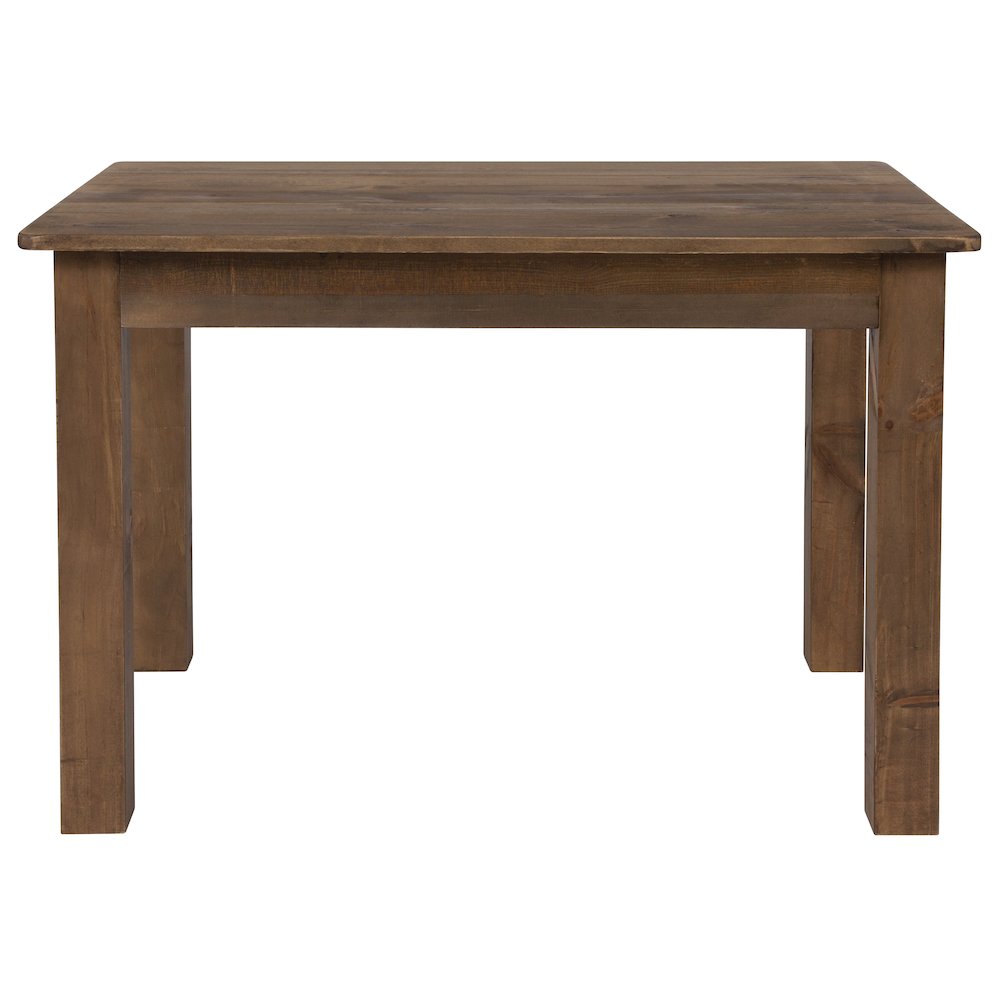 46" x 30" Rectangular Antique Rustic Solid Pine Farm Dining Table. Picture 10
