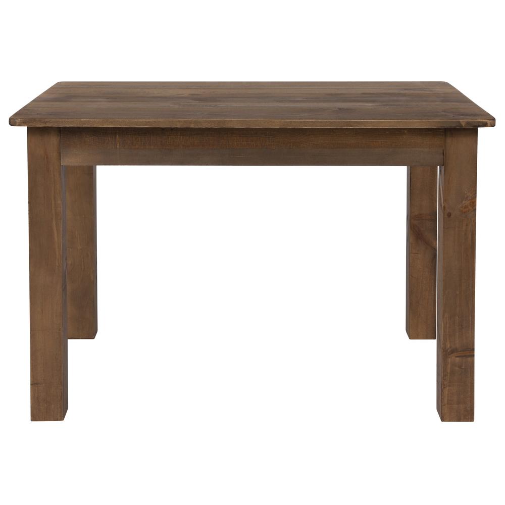 46" x 30" Rectangular Antique Rustic Solid Pine Farm Dining Table. Picture 2