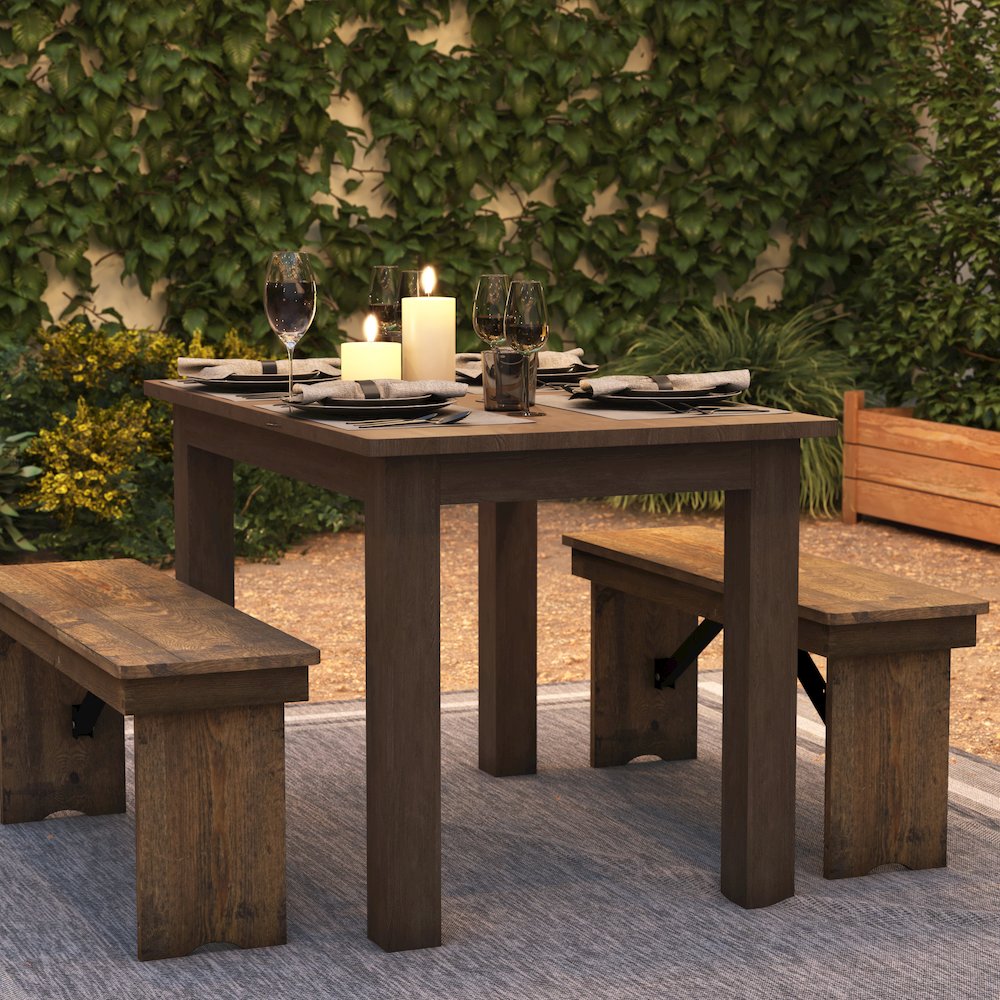 46" x 30" Rectangular Antique Rustic Solid Pine Farm Dining Table. Picture 7