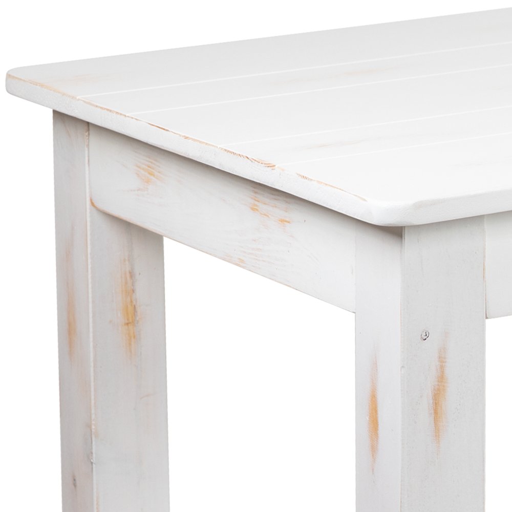 46" x 30" Rectangular Antique Rustic White Solid Pine Farm Dining Table. Picture 14