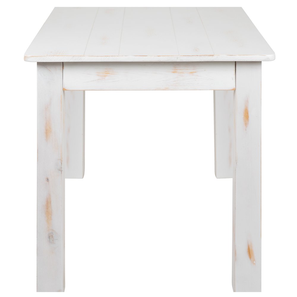 46" x 30" Rectangular Antique Rustic White Solid Pine Farm Dining Table. Picture 10