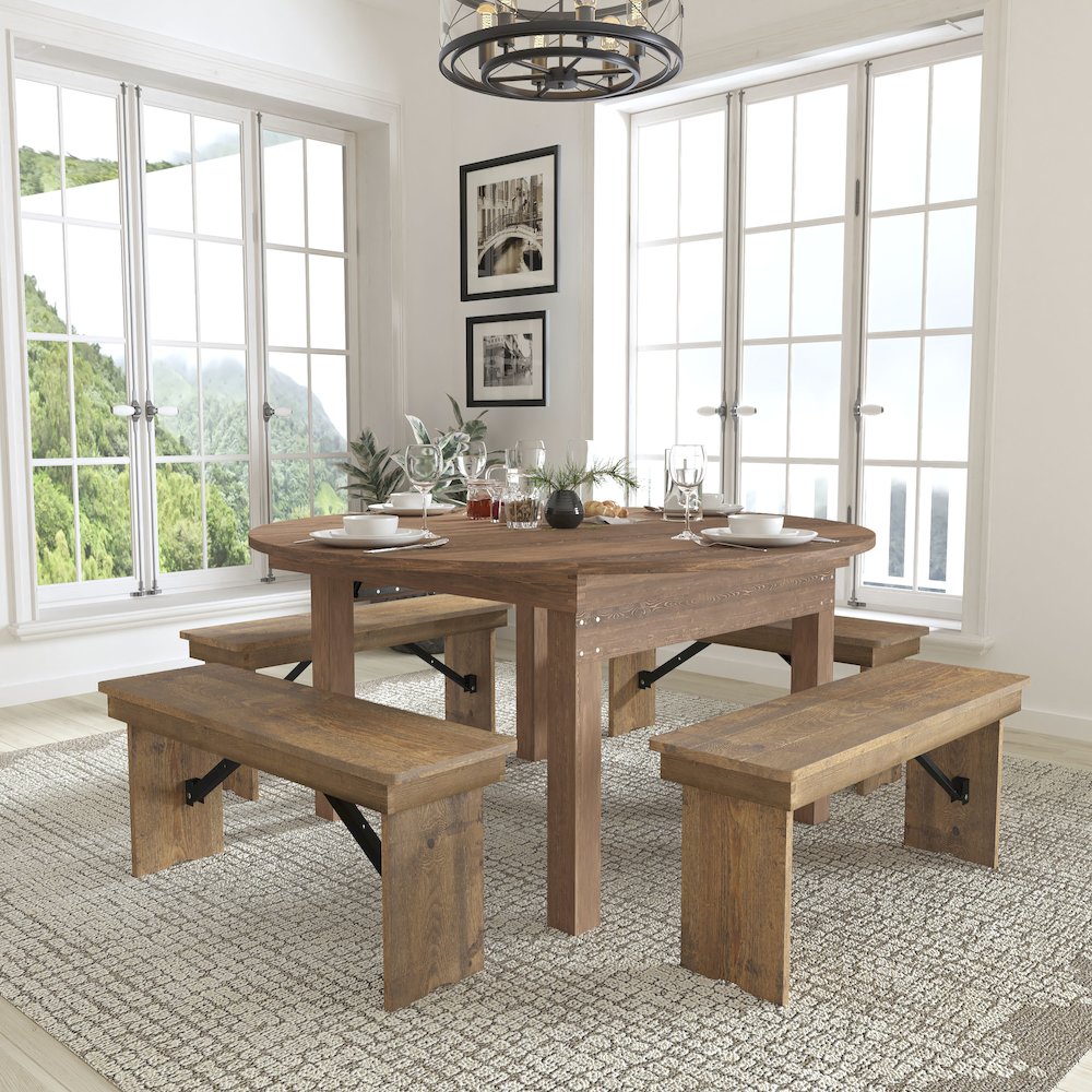 Round Dining Table | Farm Inspired, Rustic & Antique Pine Dining Room Table. Picture 7