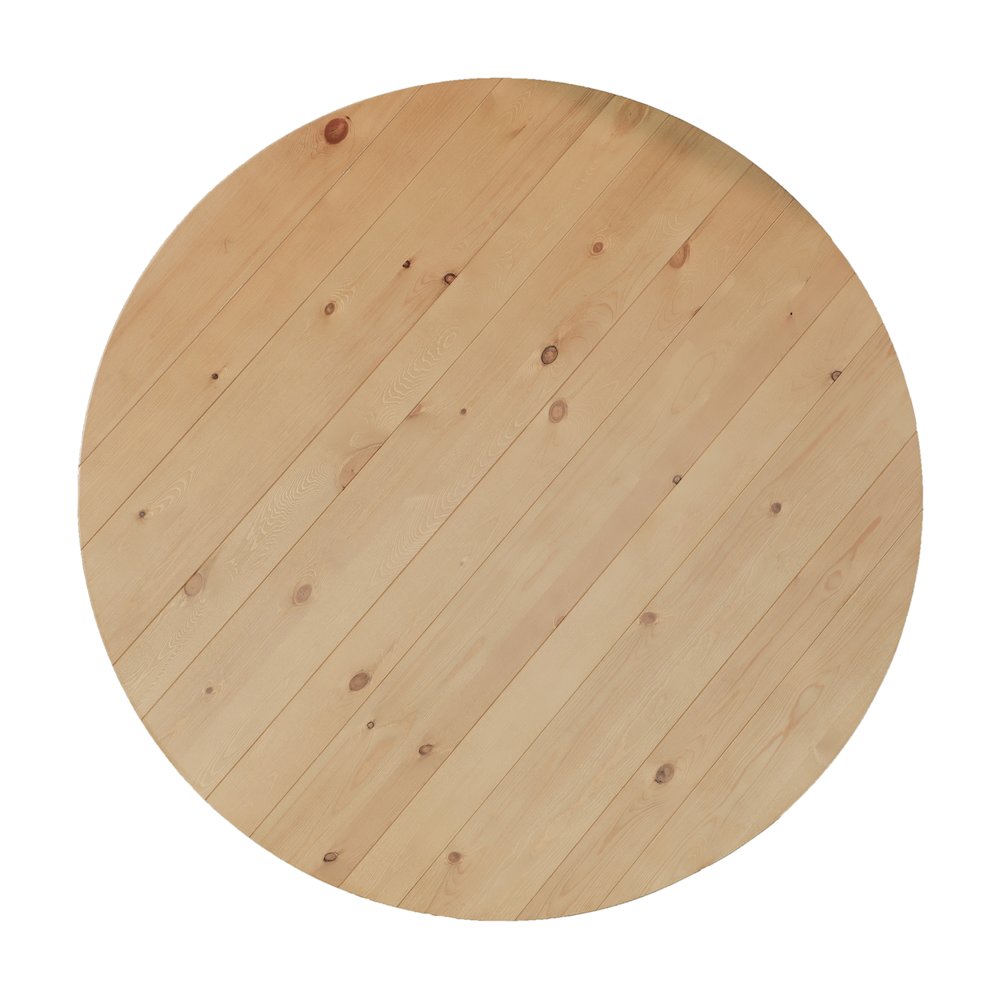 60" Round Light Natural Farmhouse Folding Table, Antique Rustic Solid Pine. Picture 15