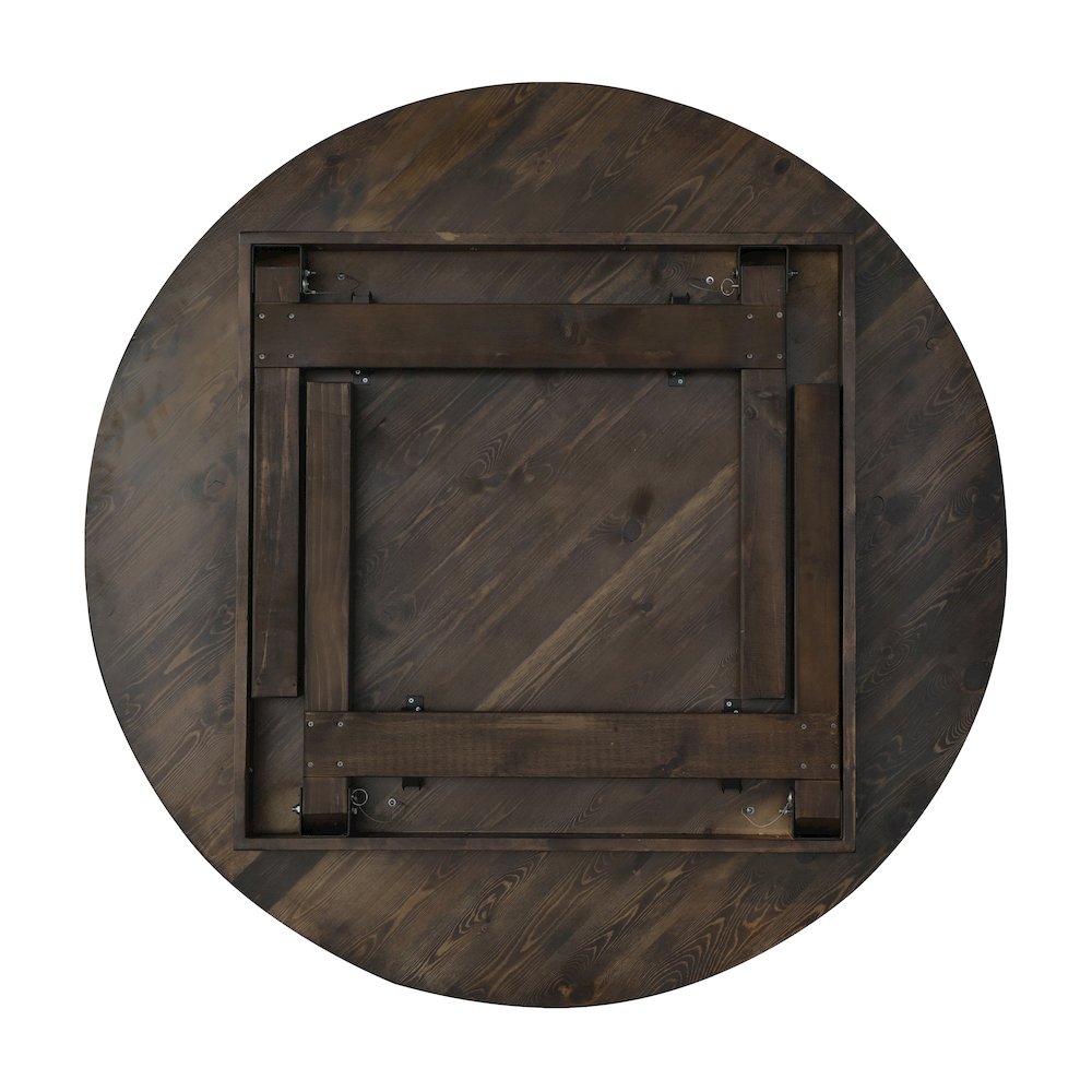 60" Round Mahogany Farmhouse Folding Table, Antique Rustic Solid Pine. Picture 17