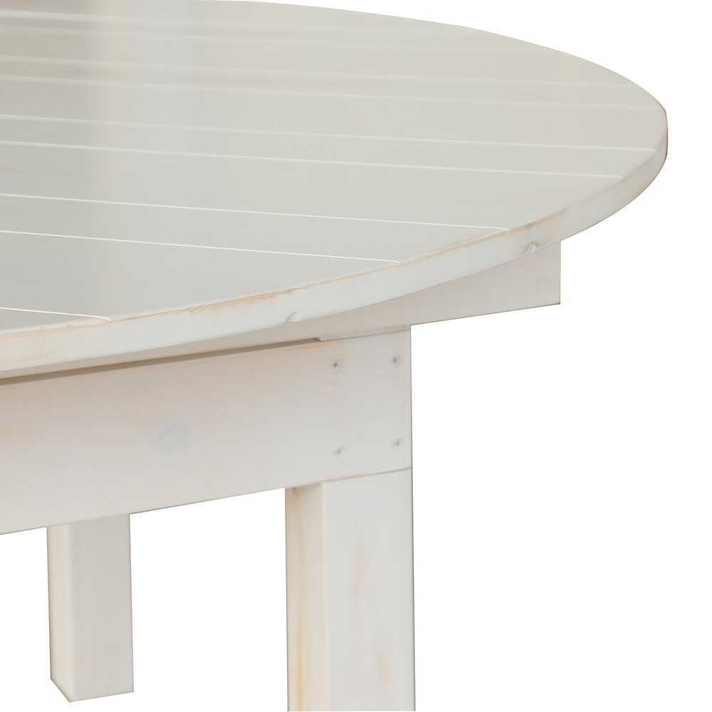 60" Round White Farmhouse Folding Table, Antique Rustic Solid Pine. Picture 12