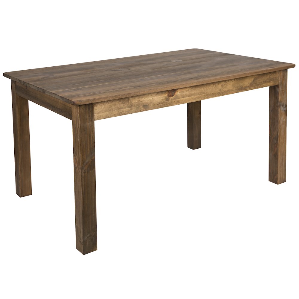 60" x 38" Rectangular Antique Rustic Solid Pine Farm Dining Table. Picture 1