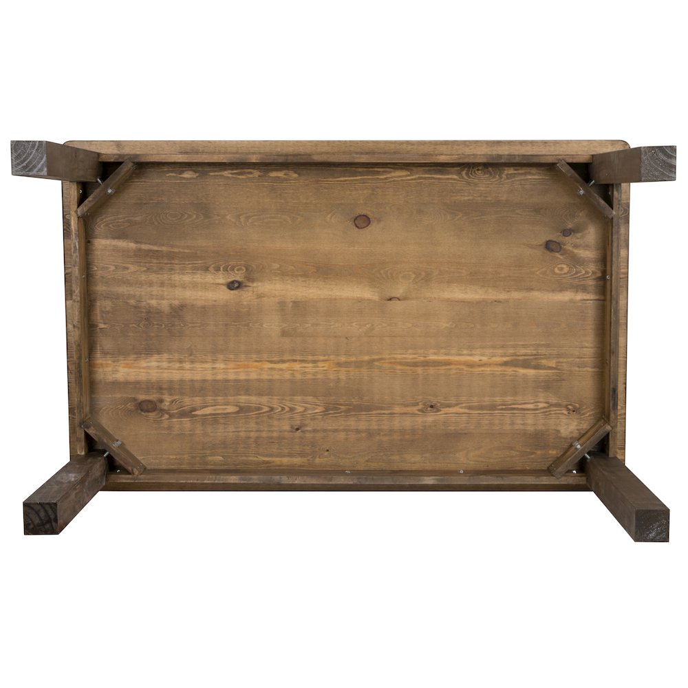 60" x 38" Rectangular Antique Rustic Solid Pine Farm Dining Table. Picture 13