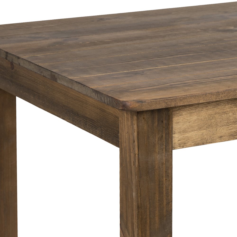 60" x 38" Rectangular Antique Rustic Solid Pine Farm Dining Table. Picture 14