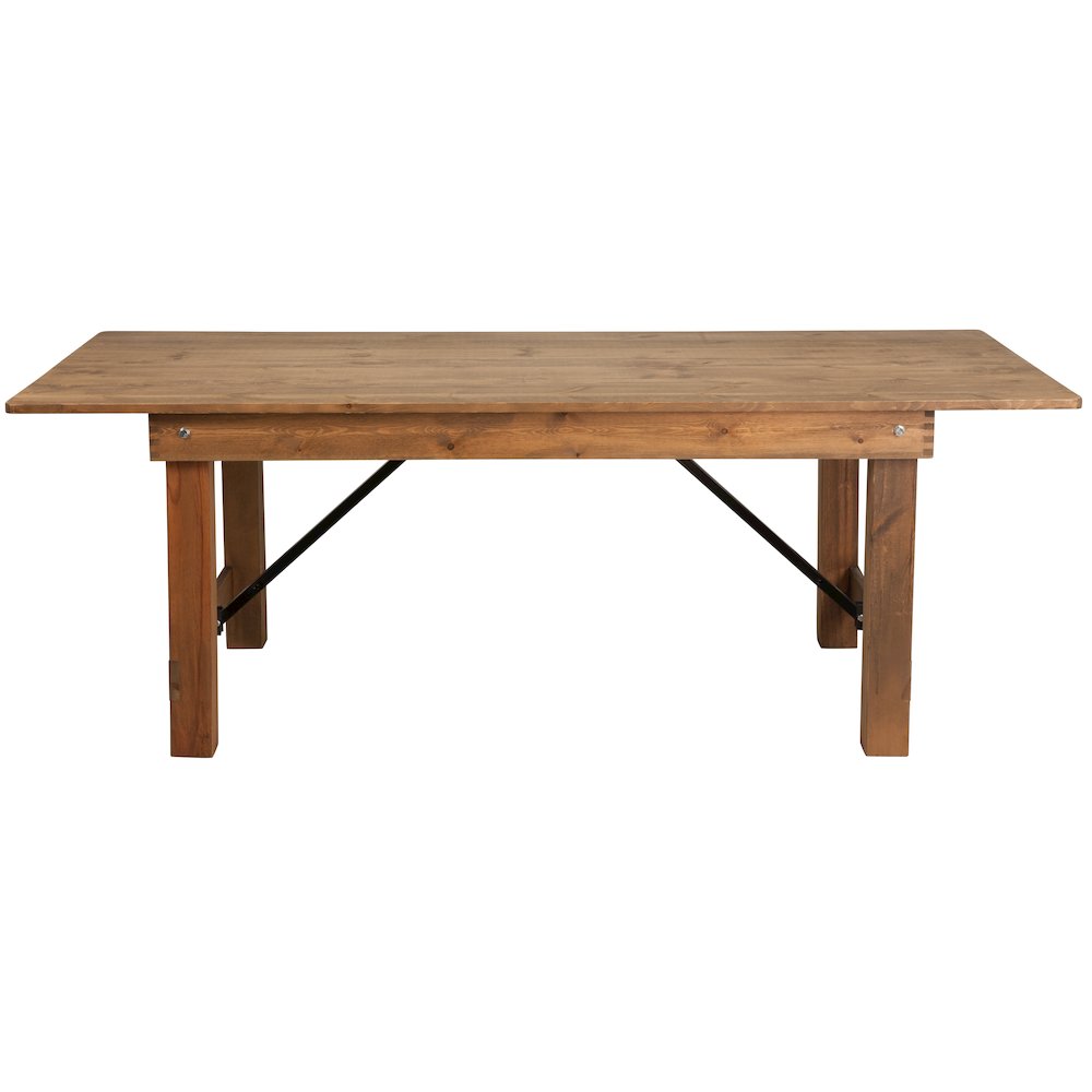 7' x 40" Rectangular Antique Rustic Solid Pine Folding Farm Table. Picture 11