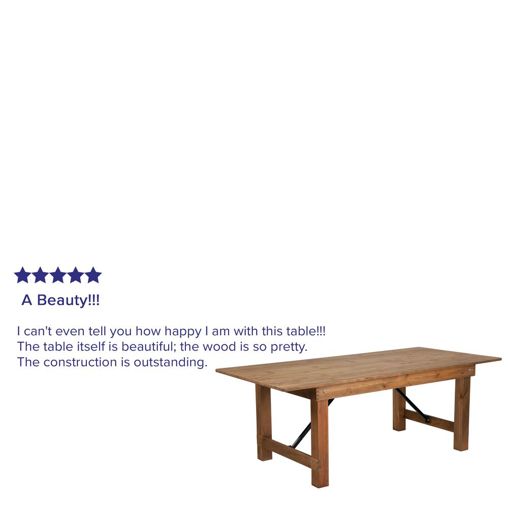 7' x 40" Rectangular Antique Rustic Solid Pine Folding Farm Table. Picture 4