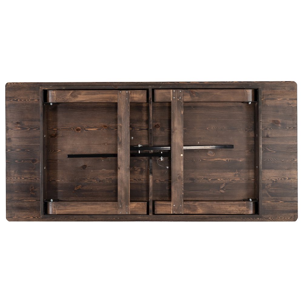 HERCULES 7' x 40" Rectangular Antique Rustic Mahogany Solid Pine Folding Farm Table. Picture 9