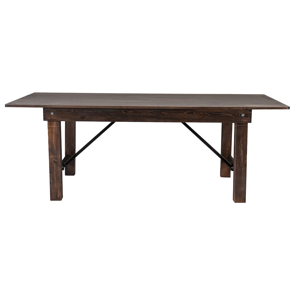 HERCULES 7' x 40" Rectangular Antique Rustic Mahogany Solid Pine Folding Farm Table. Picture 10