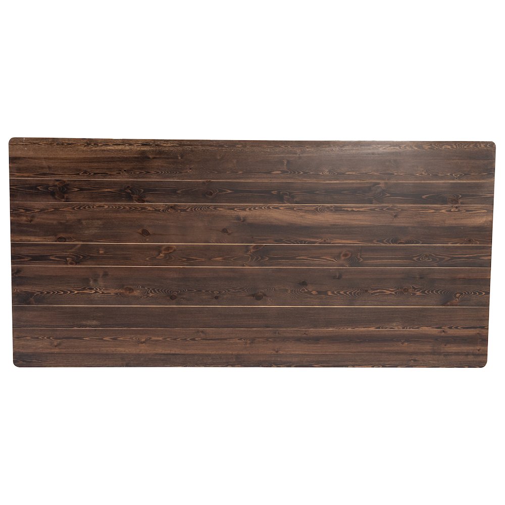 HERCULES 7' x 40" Rectangular Antique Rustic Mahogany Solid Pine Folding Farm Table. Picture 11