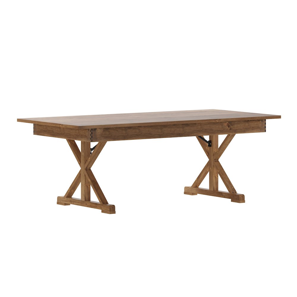 7' x 40" Farm Style Dining Table with X-Legs for Commercial and Residential Use. Picture 1