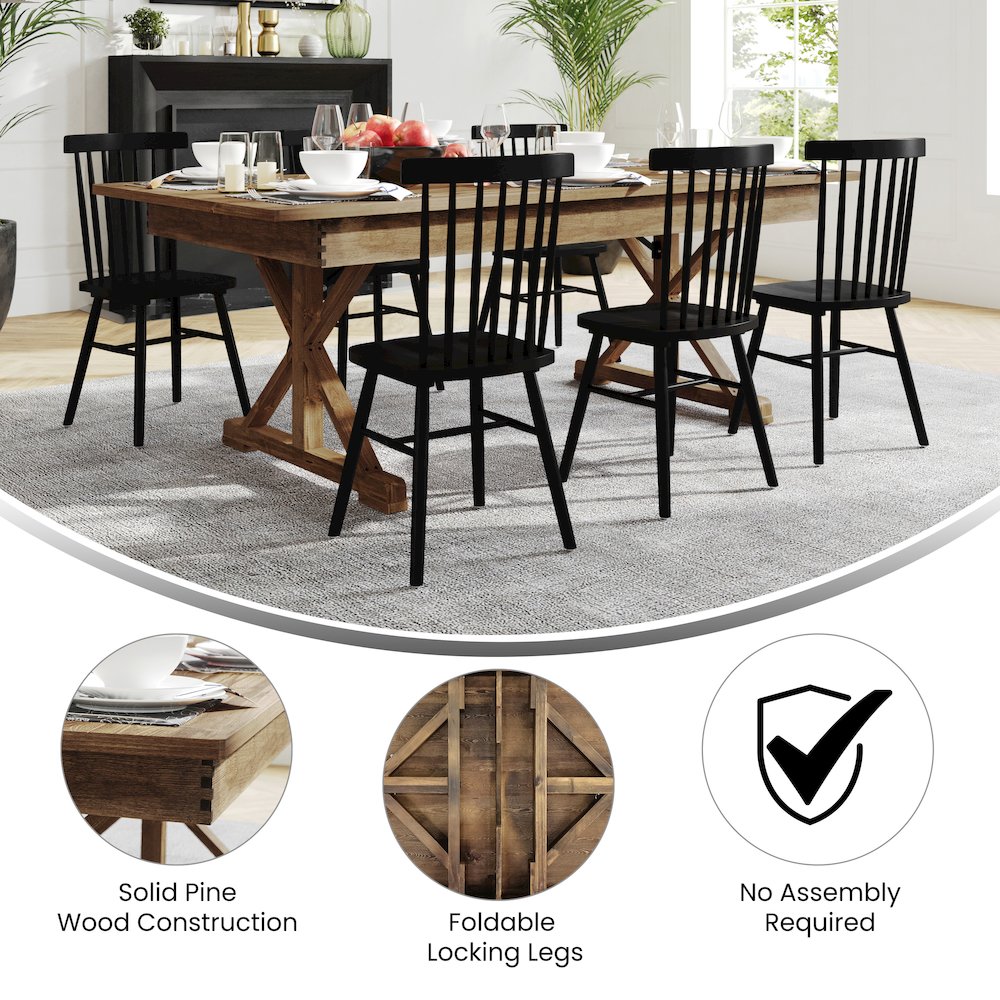 7' x 40" Farm Style Dining Table with X-Legs for Commercial and Residential Use. Picture 4