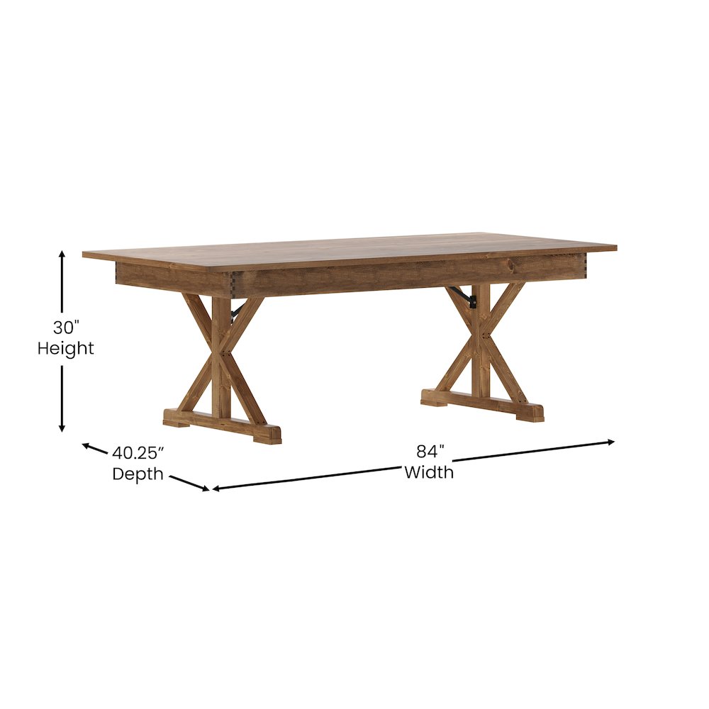 7' x 40" Farm Style Dining Table with X-Legs for Commercial and Residential Use. Picture 5