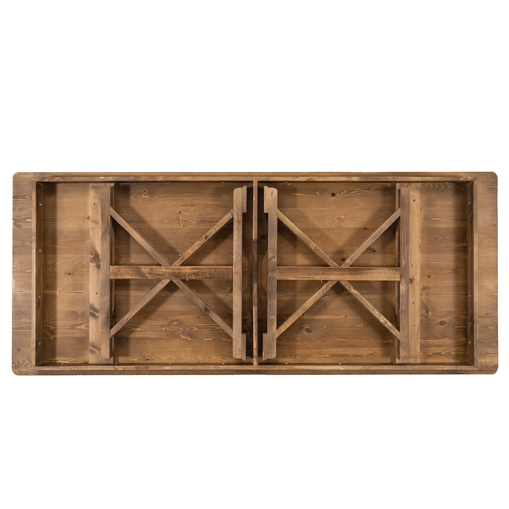 7' x 40" Farm Style Dining Table with X-Legs for Commercial and Residential Use. Picture 8