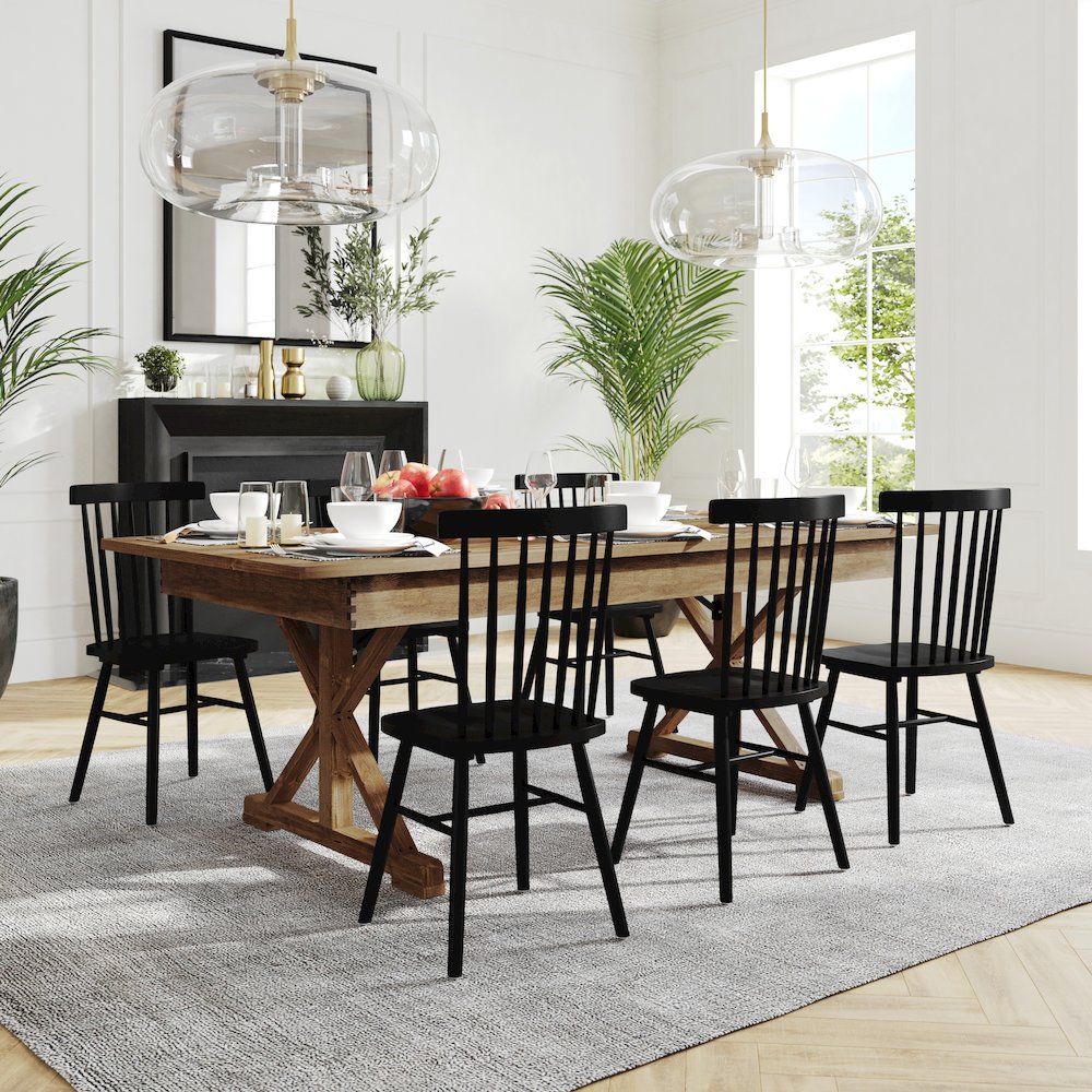 7' x 40" Farm Style Dining Table with X-Legs for Commercial and Residential Use. Picture 2