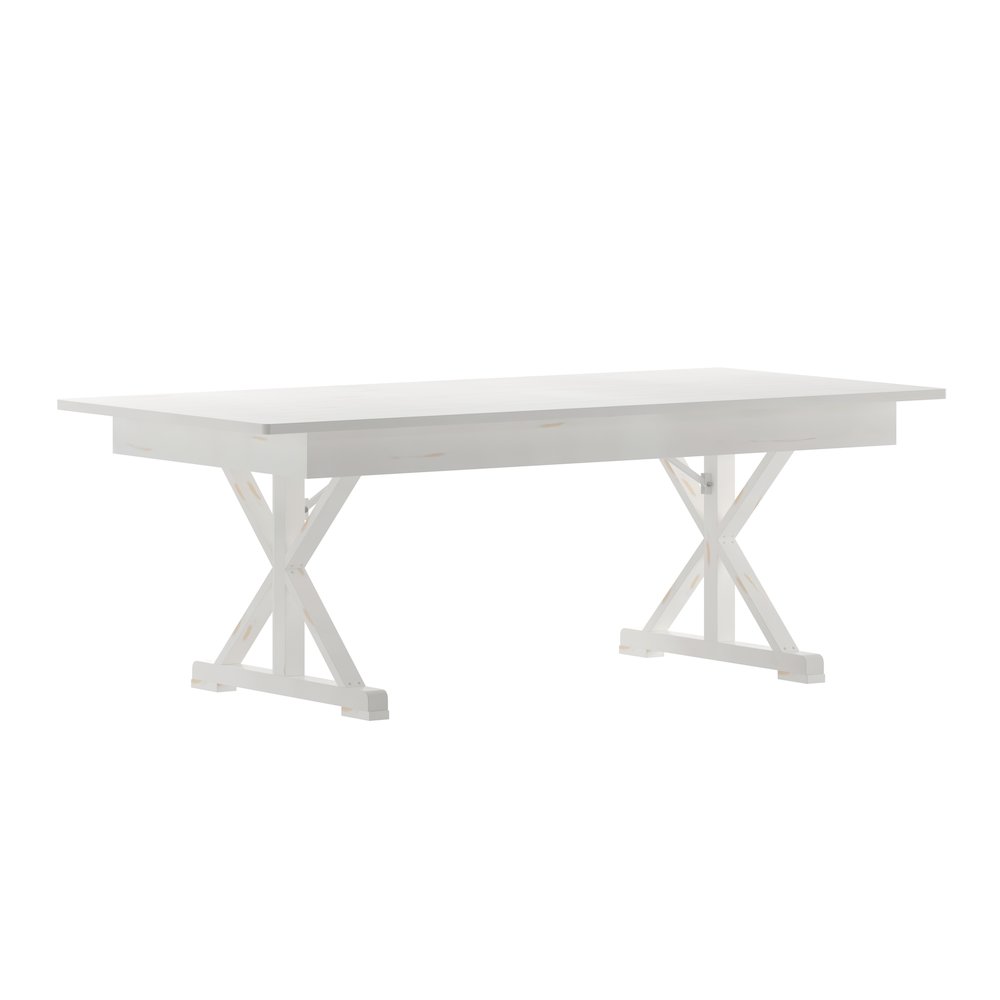 7' x 40" Farm Style Dining Table with X-Legs for Commercial and Residential Use. Picture 1