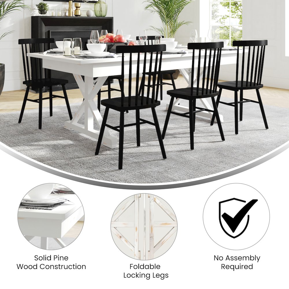 7' x 40" Farm Style Dining Table with X-Legs for Commercial and Residential Use. Picture 4