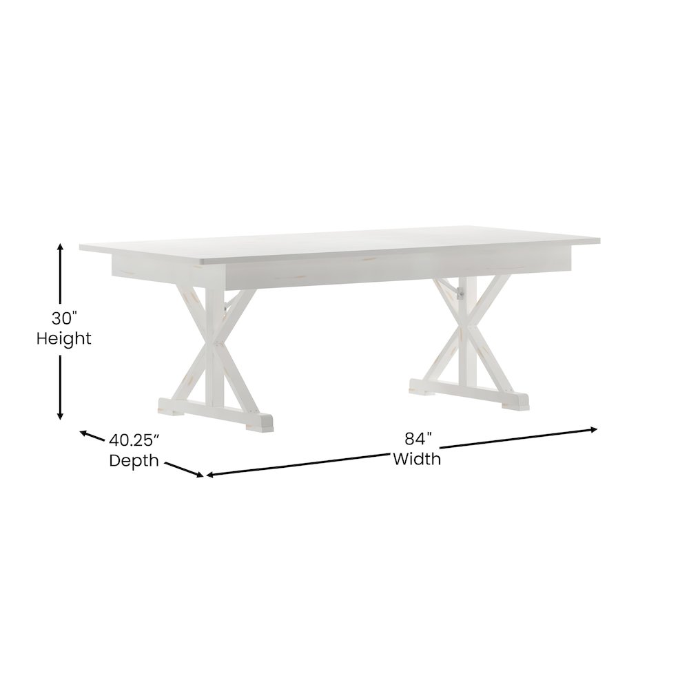 7' x 40" Farm Style Dining Table with X-Legs for Commercial and Residential Use. Picture 5