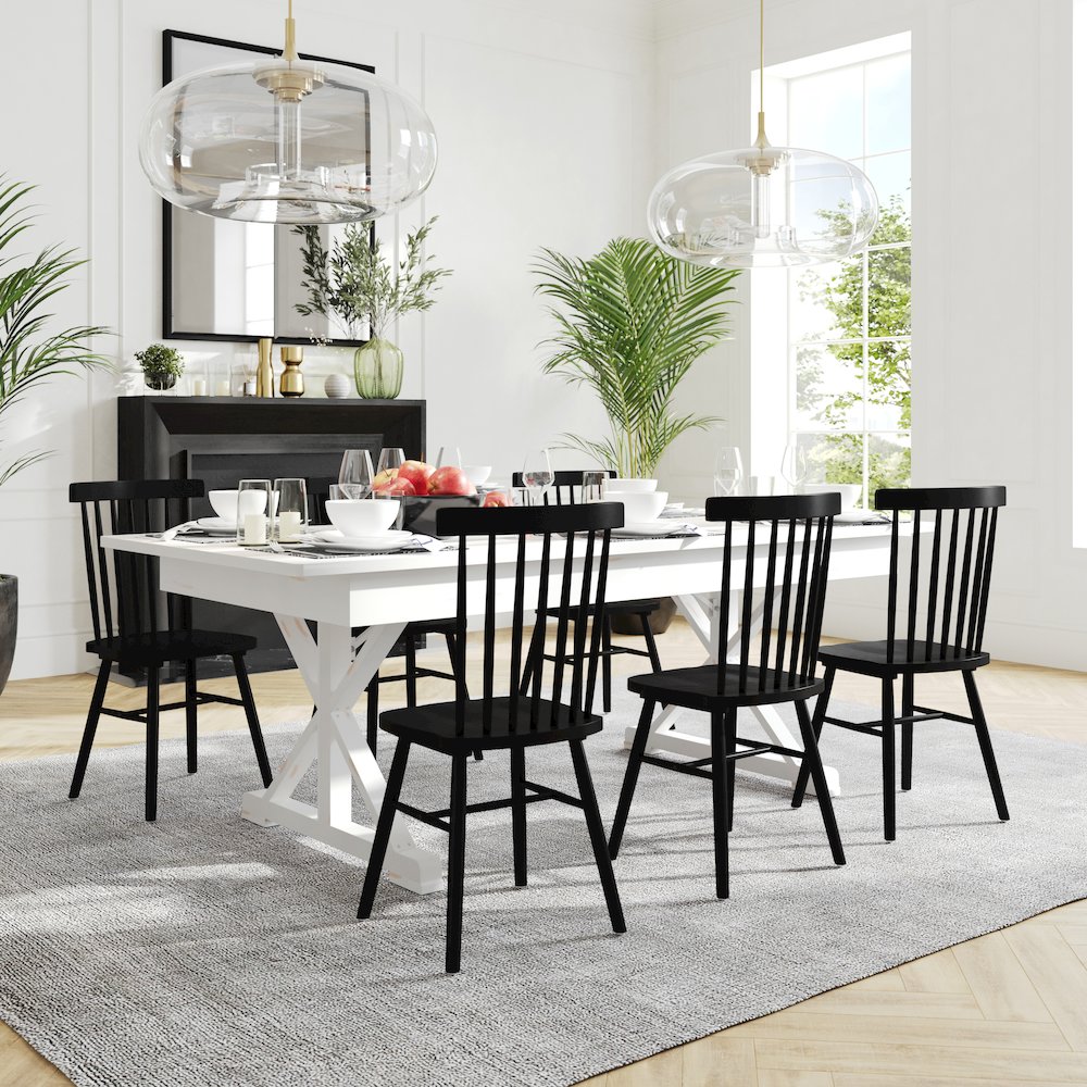 7' x 40" Farm Style Dining Table with X-Legs for Commercial and Residential Use. Picture 2