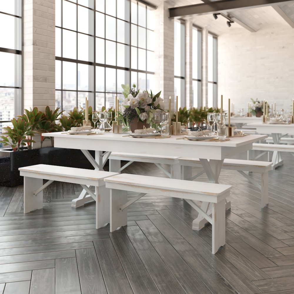 7' x 40" Farm Style Dining Table with X-Legs for Commercial and Residential Use. Picture 6