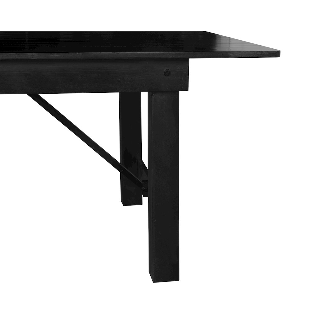 8'x 40" Rectangular Black Wash Farmhouse Folding Table,Antique Rustic Solid Pine. Picture 12
