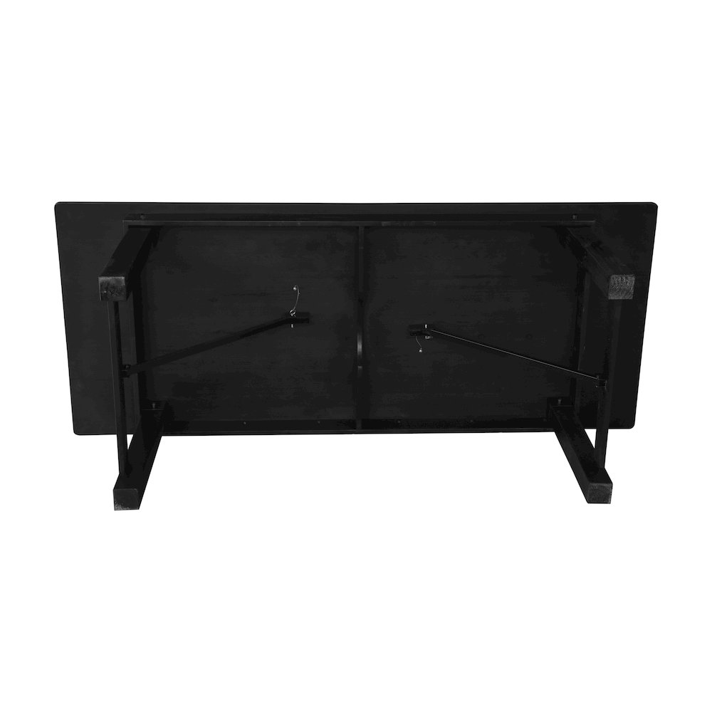 8'x 40" Rectangular Black Wash Farmhouse Folding Table,Antique Rustic Solid Pine. Picture 15