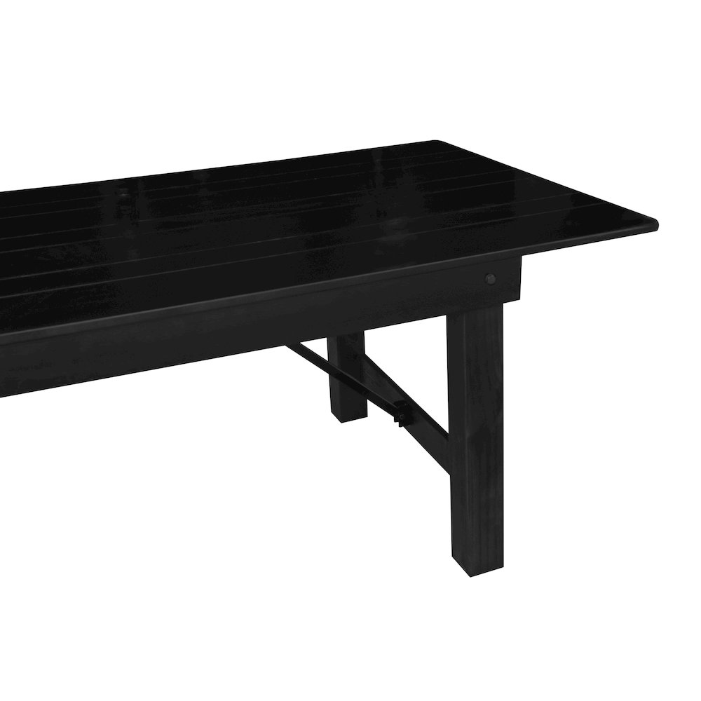 8'x 40" Rectangular Black Wash Farmhouse Folding Table,Antique Rustic Solid Pine. Picture 16