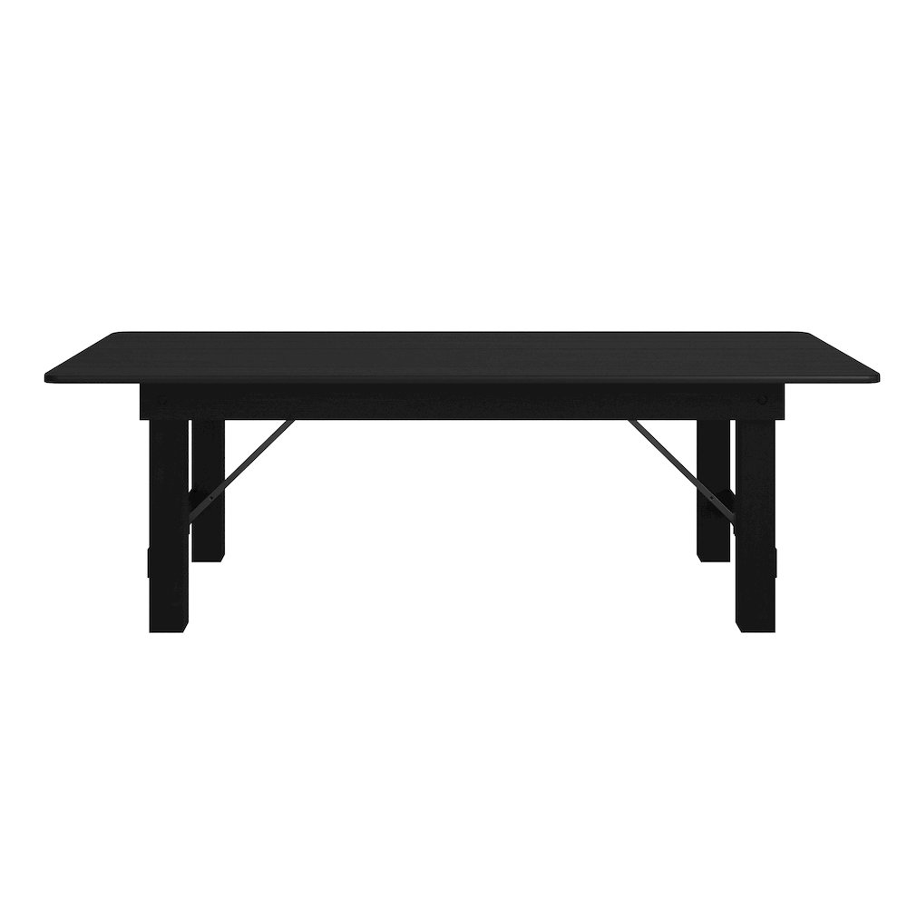 8'x 40" Rectangular Black Wash Farmhouse Folding Table,Antique Rustic Solid Pine. Picture 14