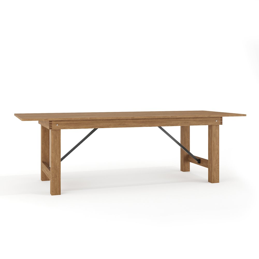 8' x 40" Rectangular Antique Rustic Solid Pine Folding Farm Table. Picture 3