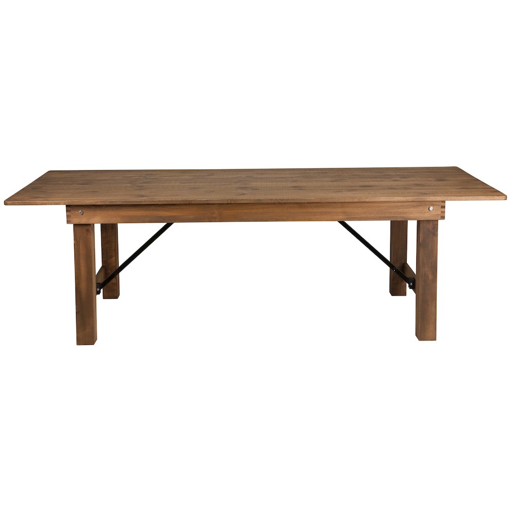 8' x 40" Rectangular Antique Rustic Solid Pine Folding Farm Table. Picture 11