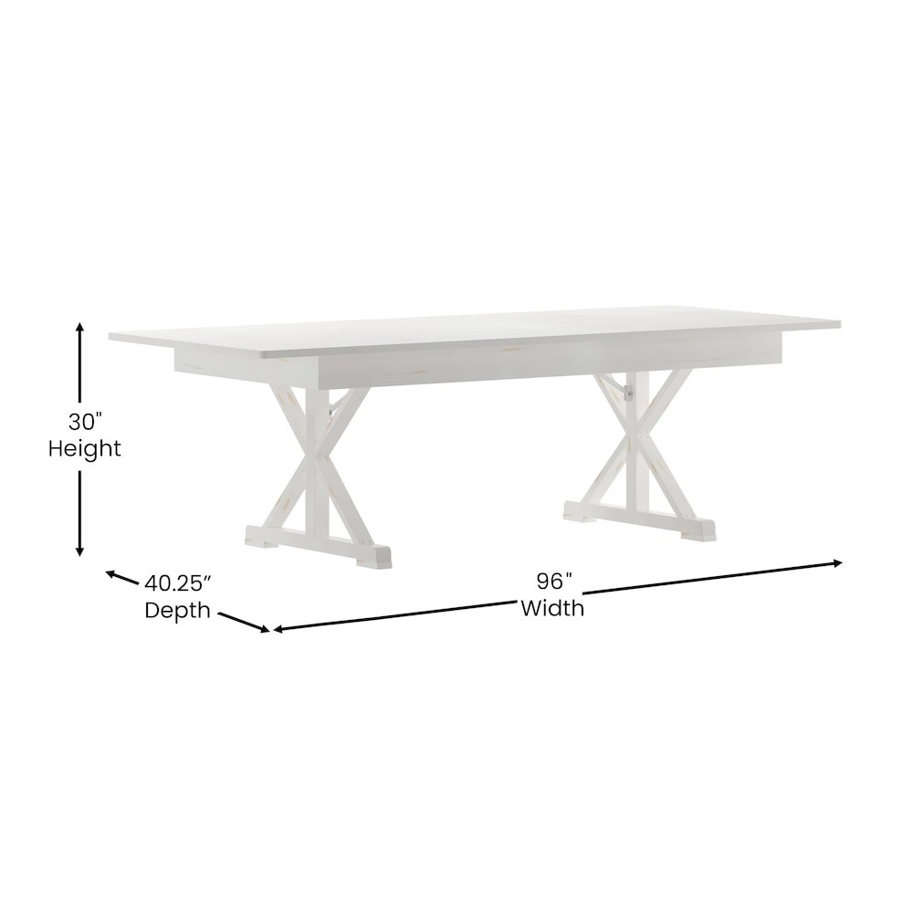 8' x 40" Farm Style Dining Table with X-Legs for Commercial and Residential Use. Picture 5